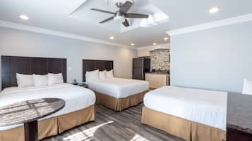 Family Room Full Kitchen with 3 Beds | Down comforters, individually decorated, individually furnished