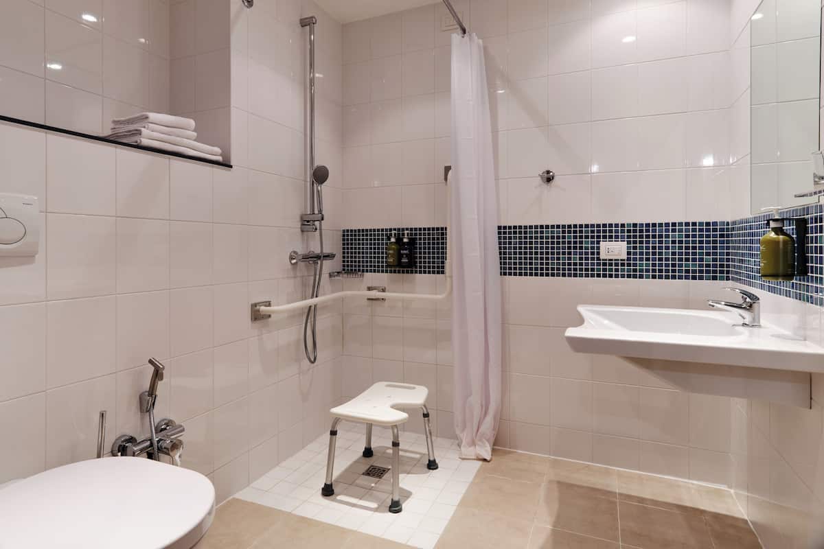 Habitación estándar, 1 cama Queen size, con acceso para personas discapacitadas (Free Breakfast) | Baño | Regadera, secadora de cabello, bidet, toallas