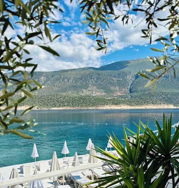 Private beach, beach shuttle, sun loungers, beach towels