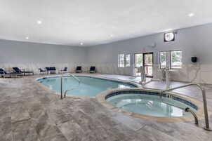 Indoor pool, open 9:00 AM to 9:00 PM, sun loungers