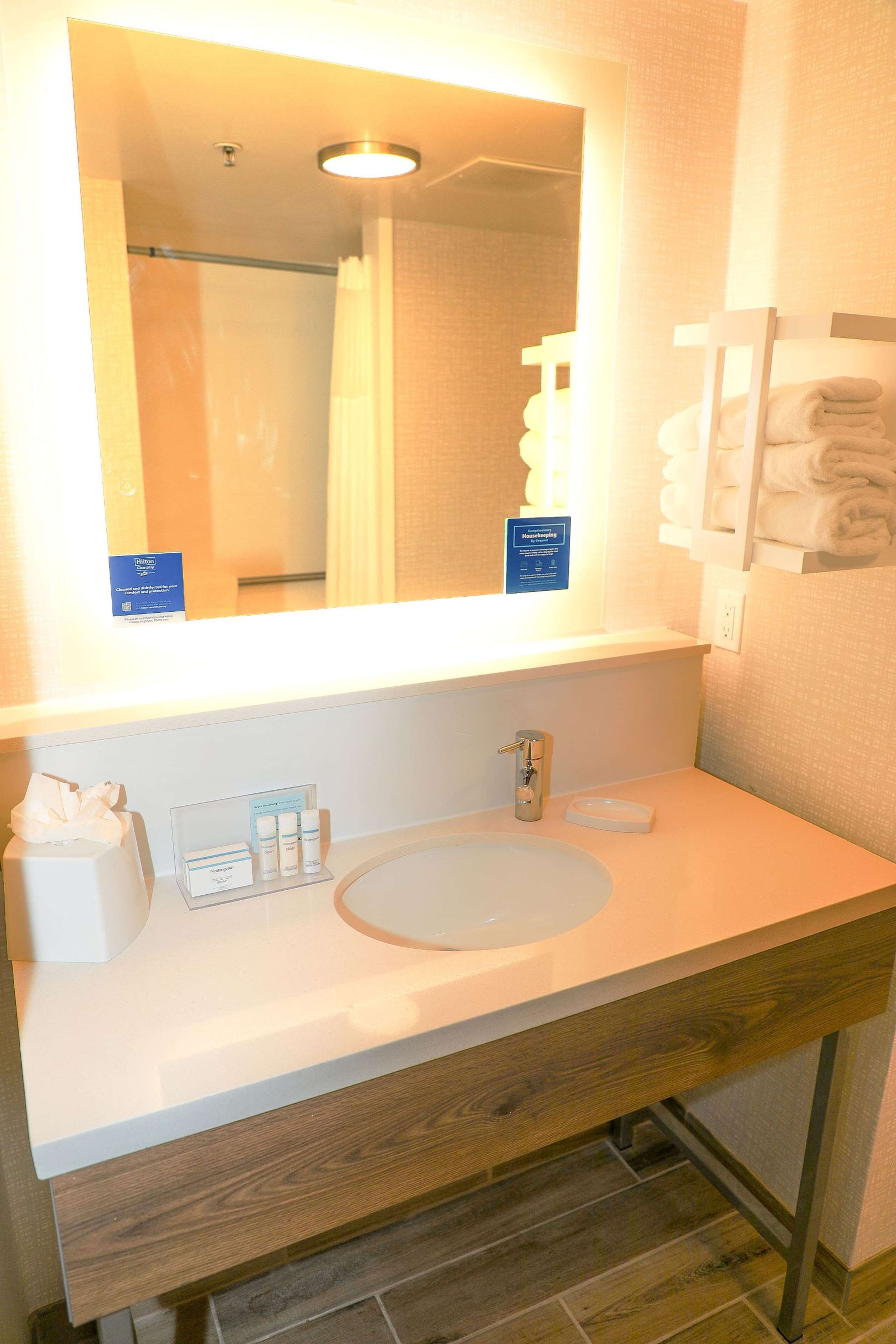 room, 1 king bed, accessible, non smoking (roll-in shower) | bathroom | free toiletries, hair dryer, towels