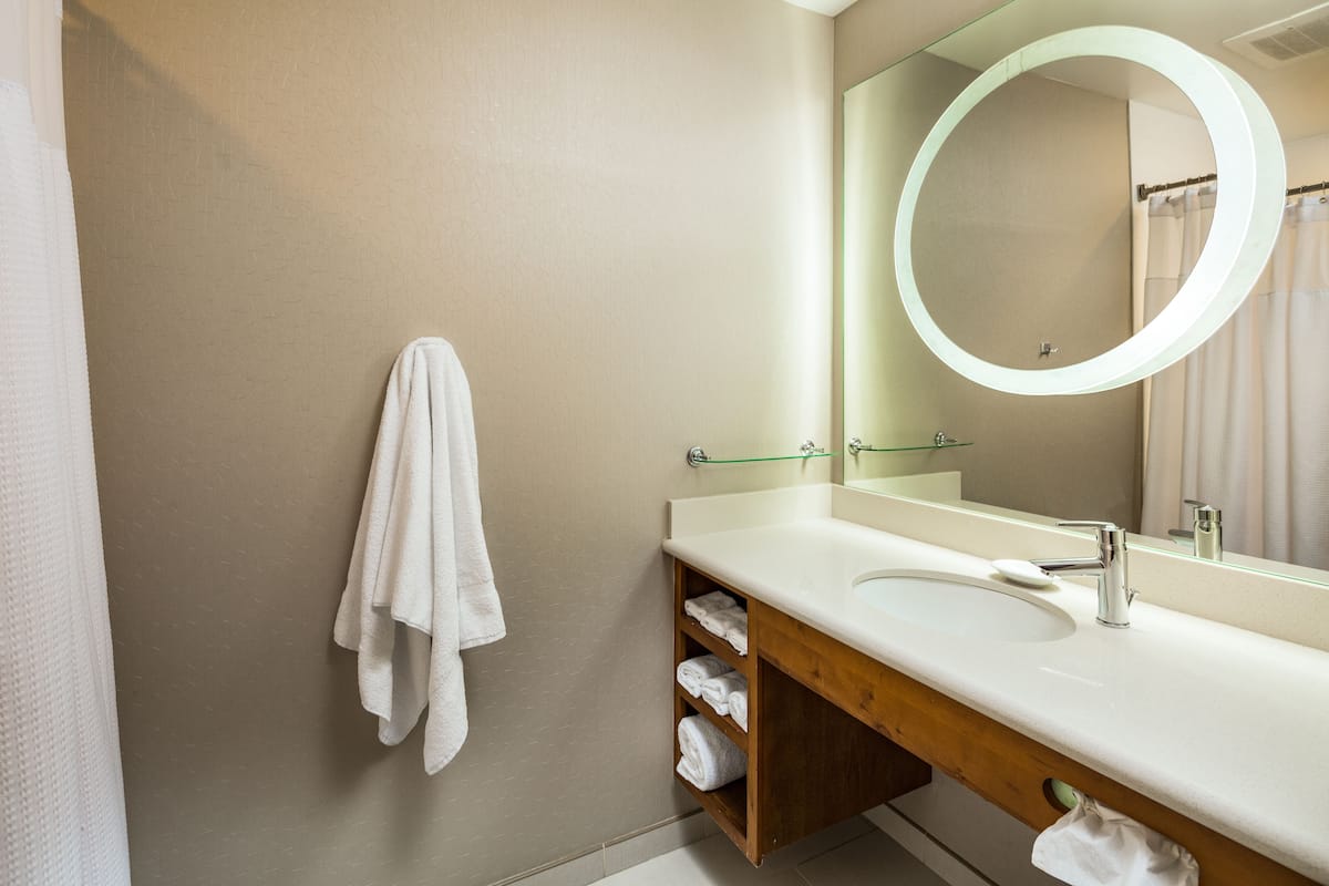 free toiletries, hair dryer, towels