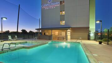 Outdoor pool, open 10:00 AM to 10:00 PM, sun loungers