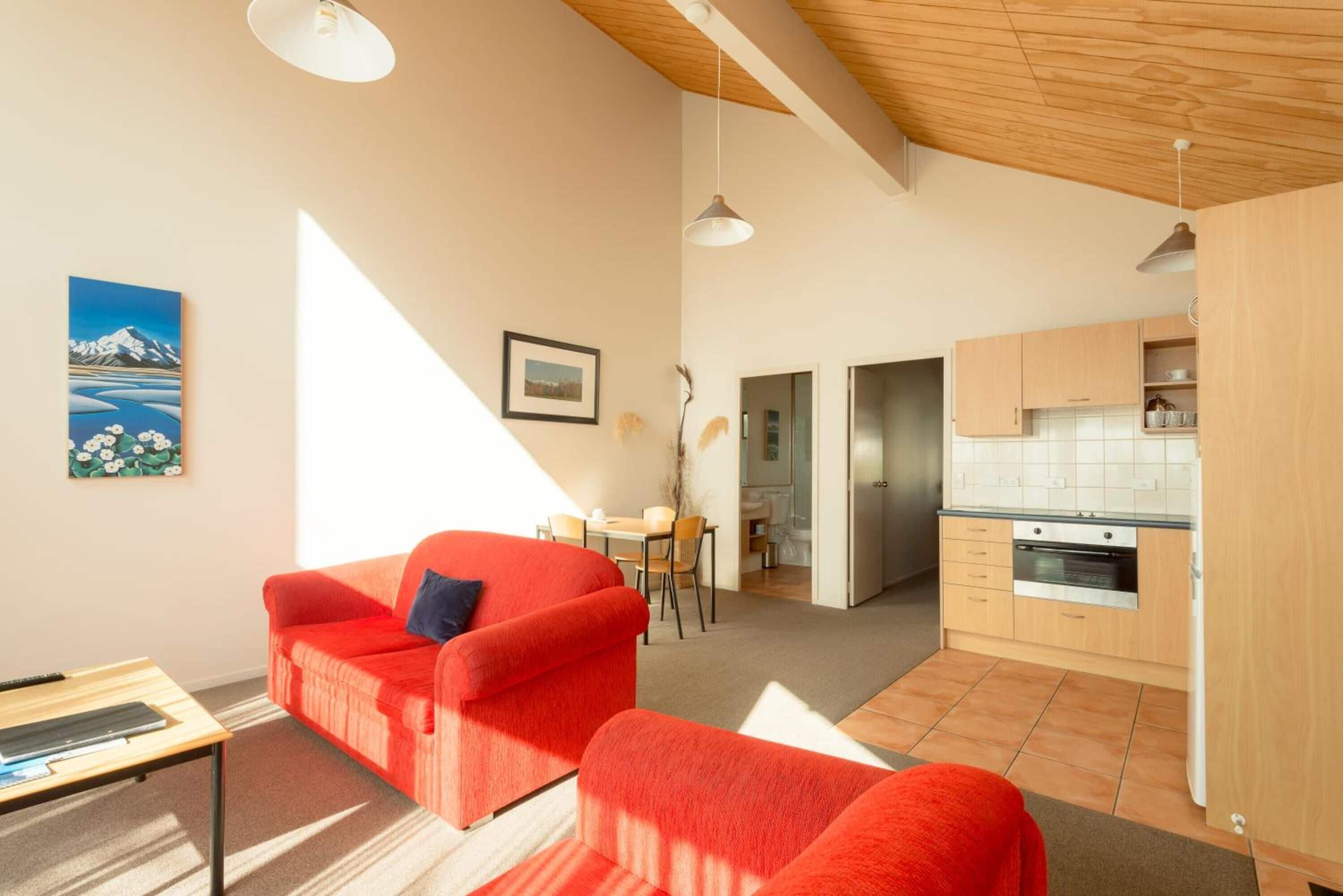 43-inch flat-screen TV with digital channels, DVD player