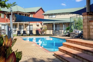 Outdoor pool, sun loungers