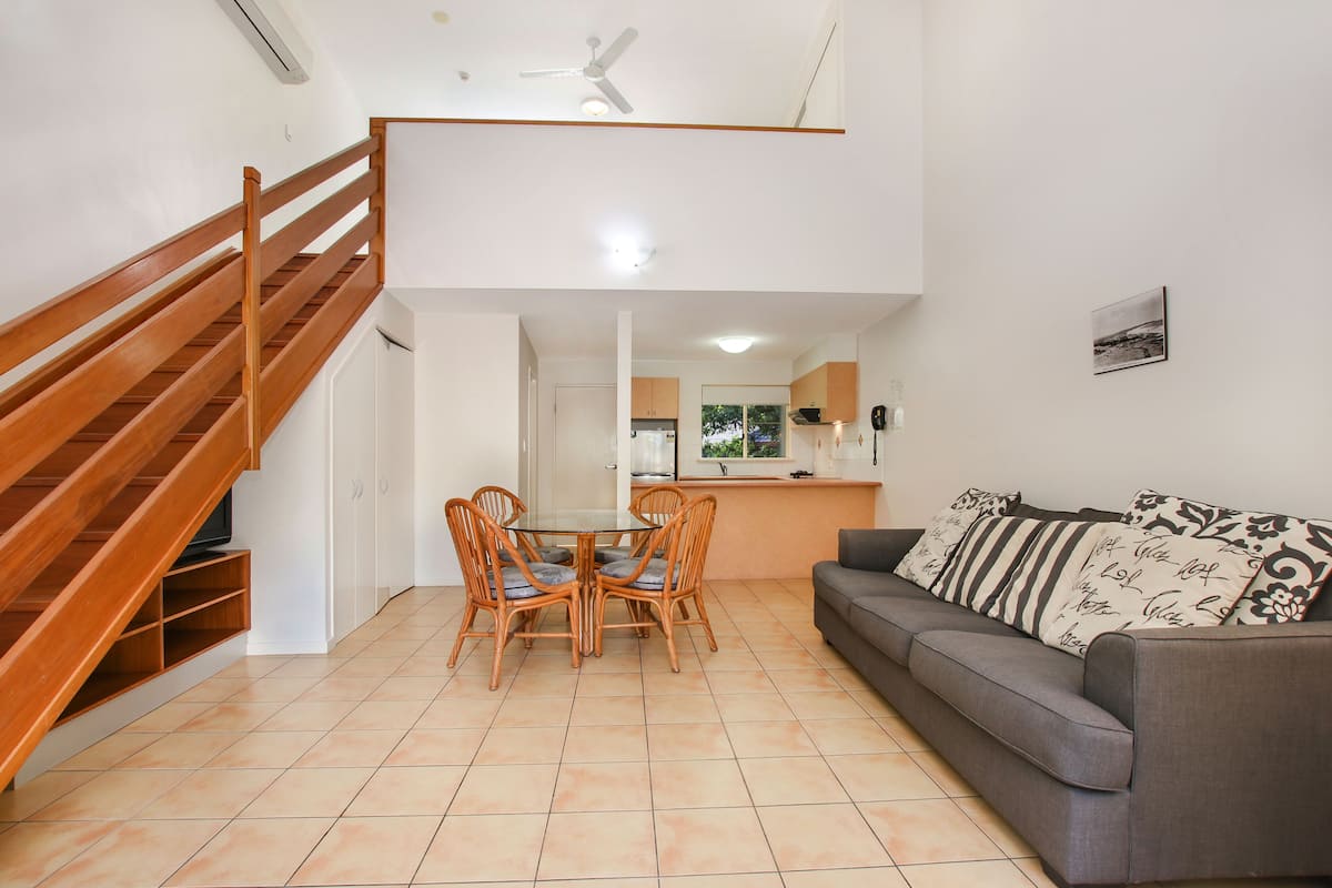 1 Bedroom Loft Apartment | Living area | 1-inch LCD TV with digital channels, TV, DVD player