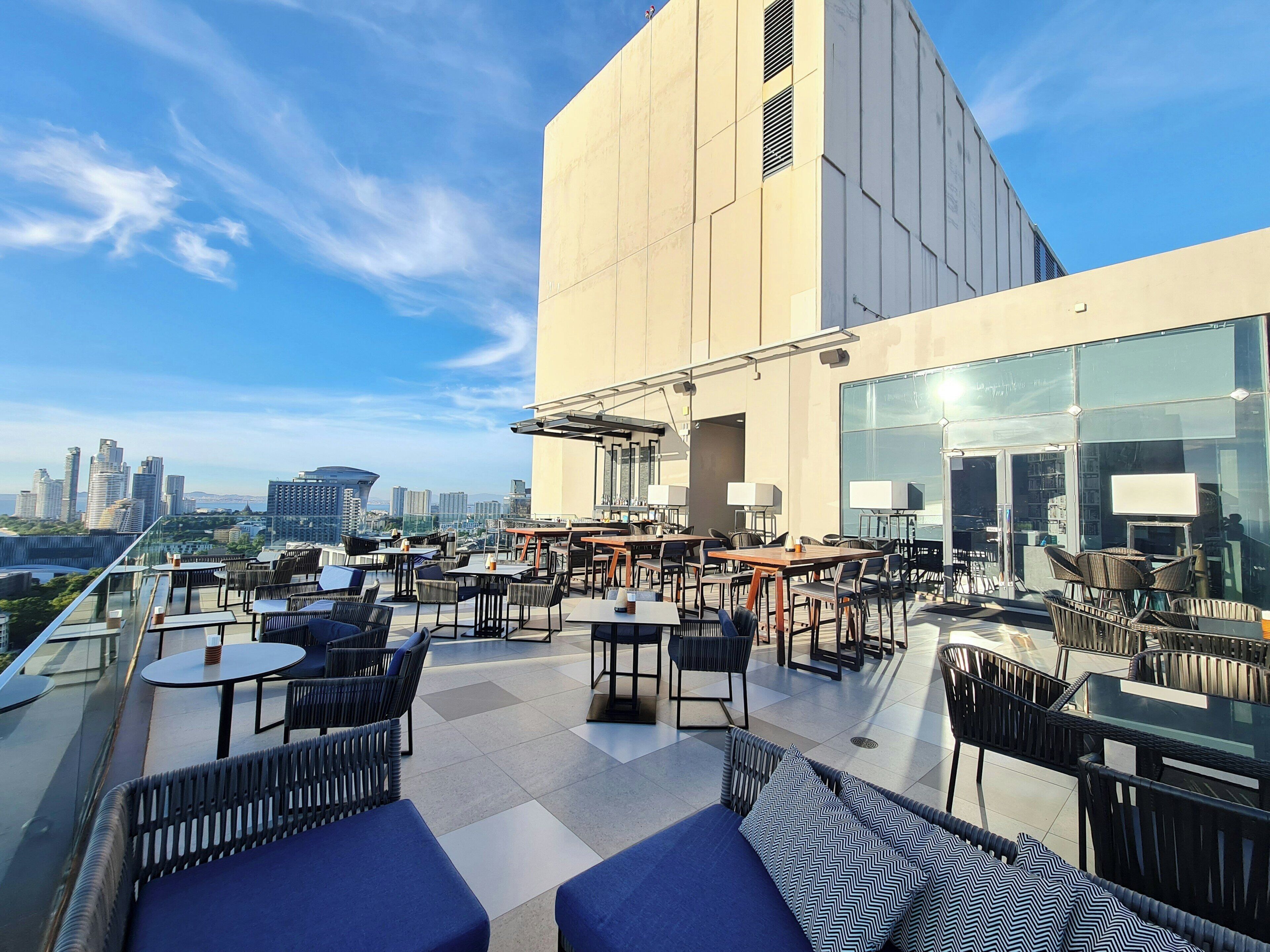 Rooftop bar, ocean views, open daily