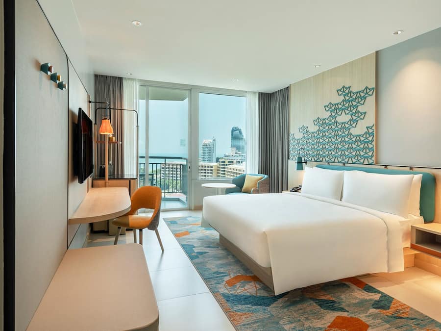 Standaard kamer, 1 kingsize bed, uitzicht op zee (Bay Tower) | Een kluis op de kamer, een bureau, een laptopwerkplek