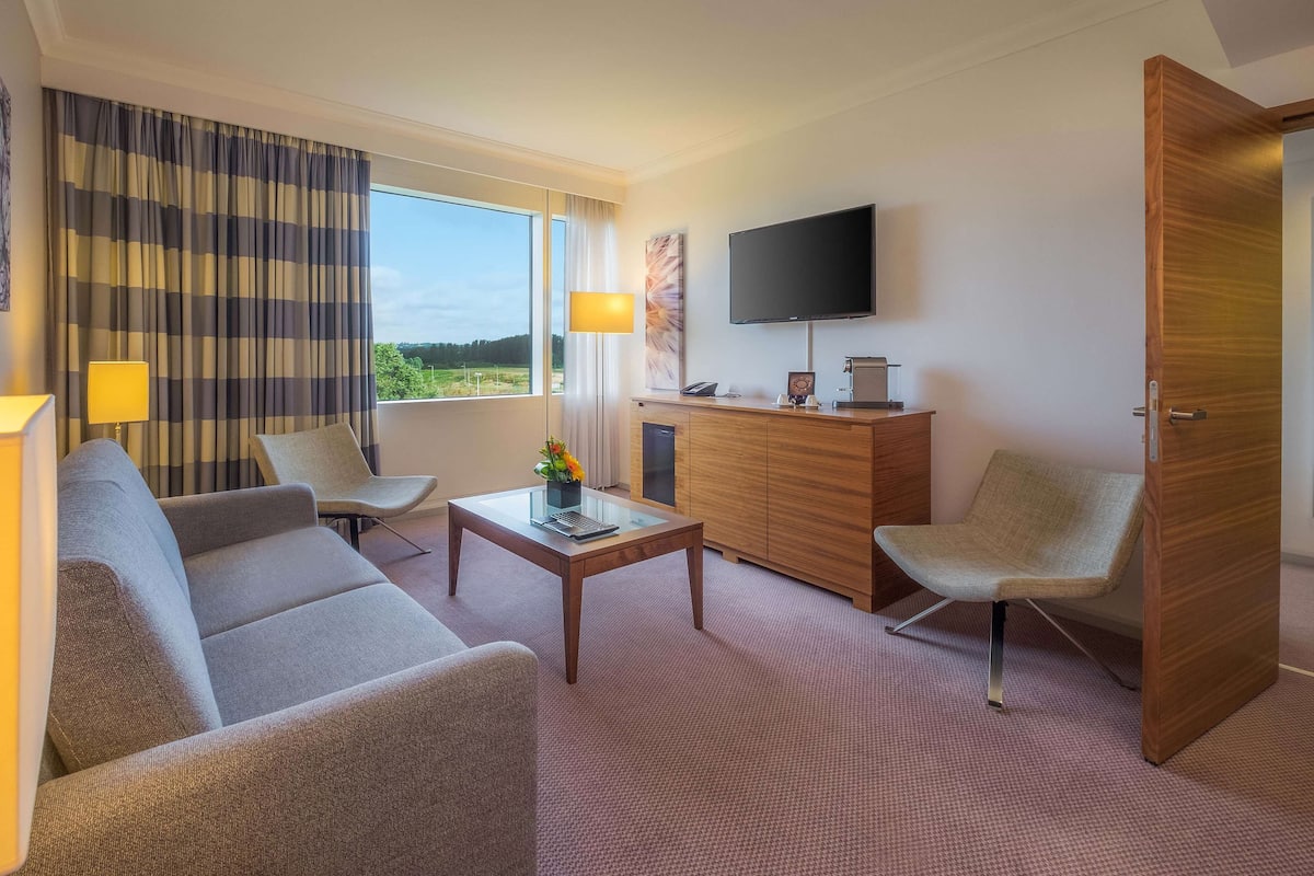 junior suite, 1 queen bed, non smoking | living area | lcd tv