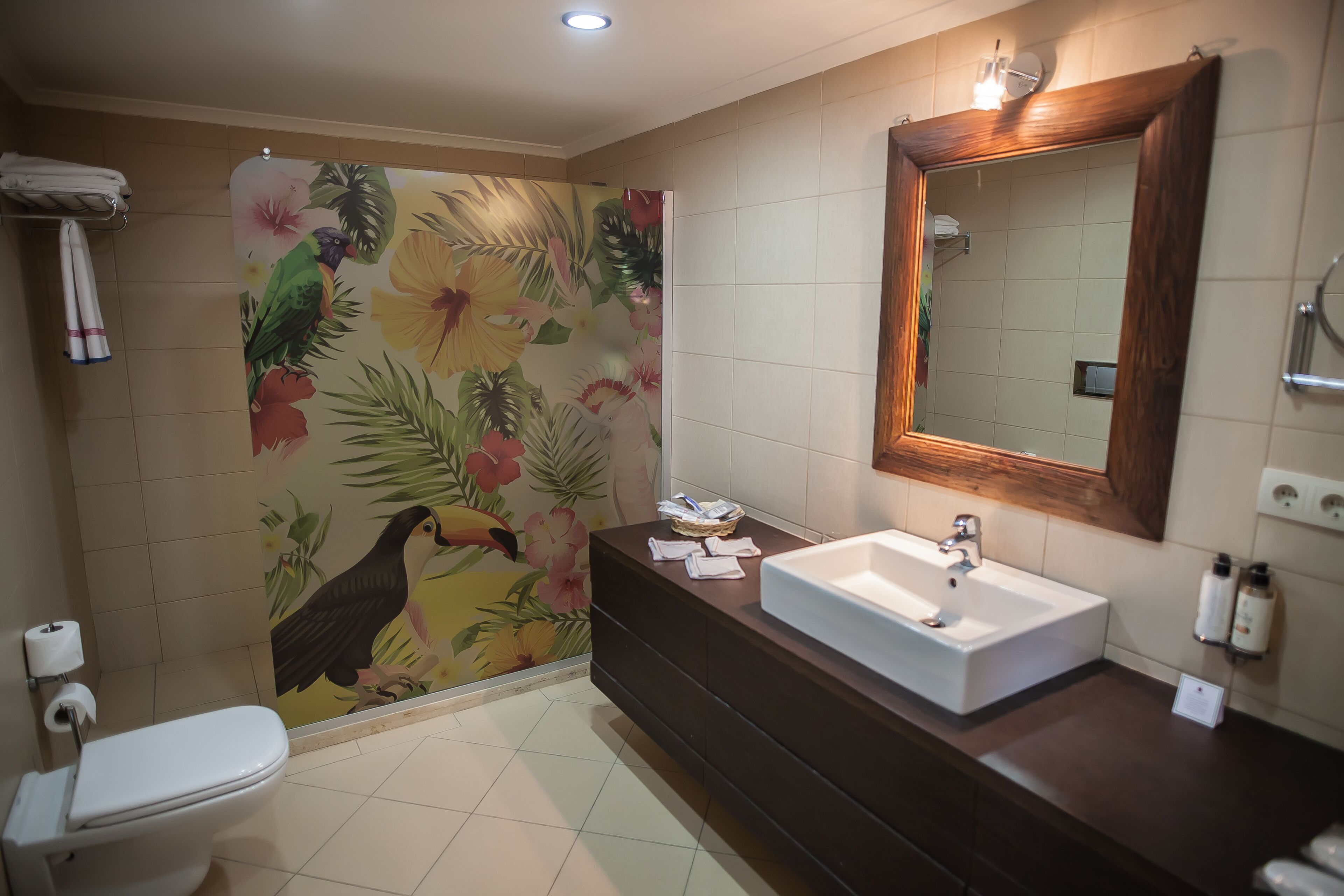 shower, rainfall showerhead, eco-friendly toiletries, hair dryer