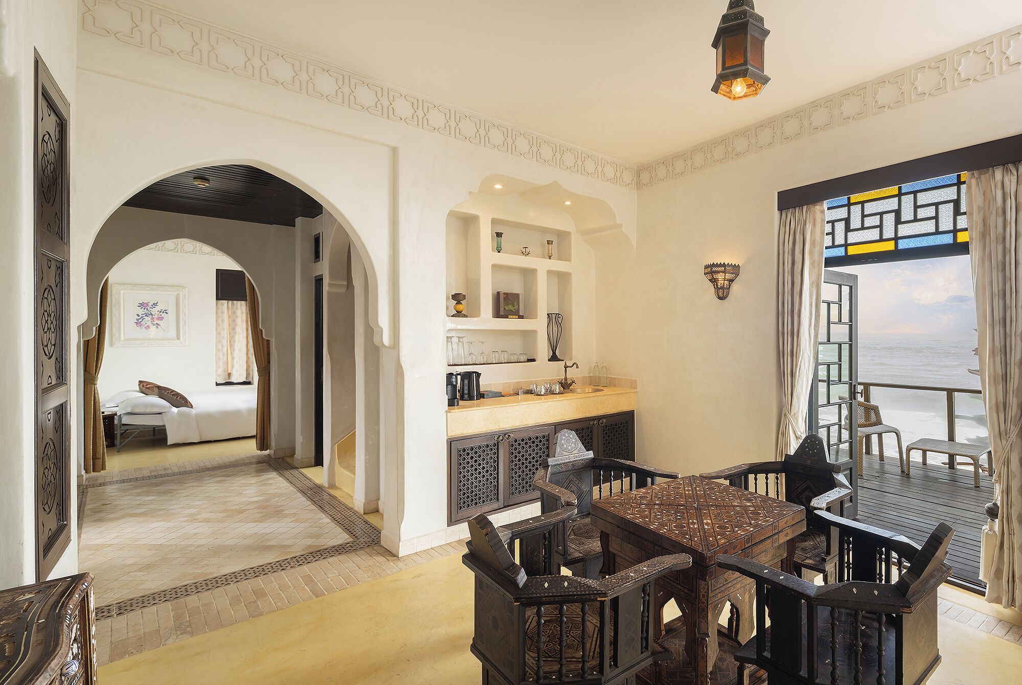 family morocccan beachfront villa | living area | 32-inch smart tv with digital channels, tv