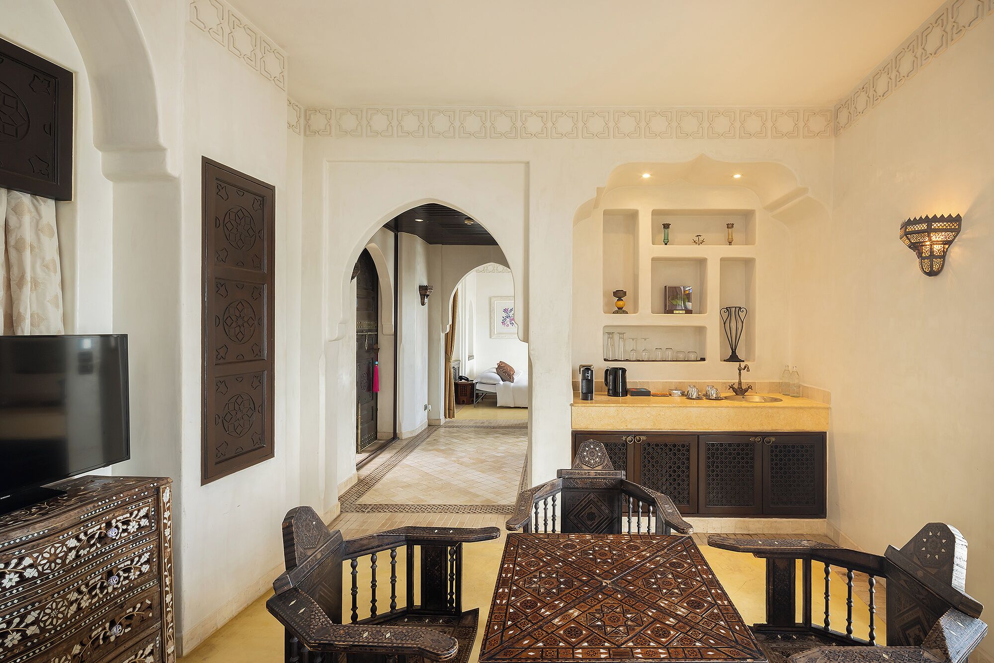 family morocccan beachfront villa | living area | 32-inch smart tv with digital channels, tv