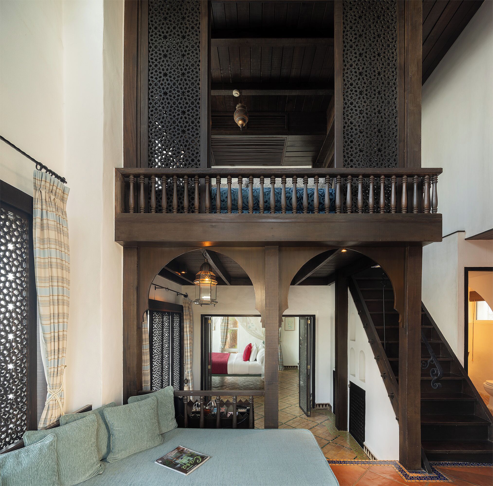 one bedroom morocccan beachfront villa | living area | 32-inch smart tv with digital channels, tv