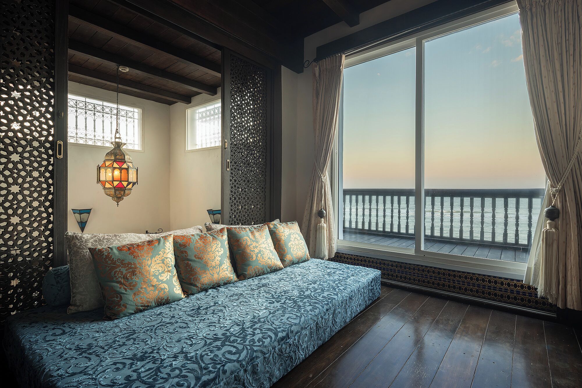 one bedroom morocccan beachfront villa | living area | 32-inch smart tv with digital channels, tv