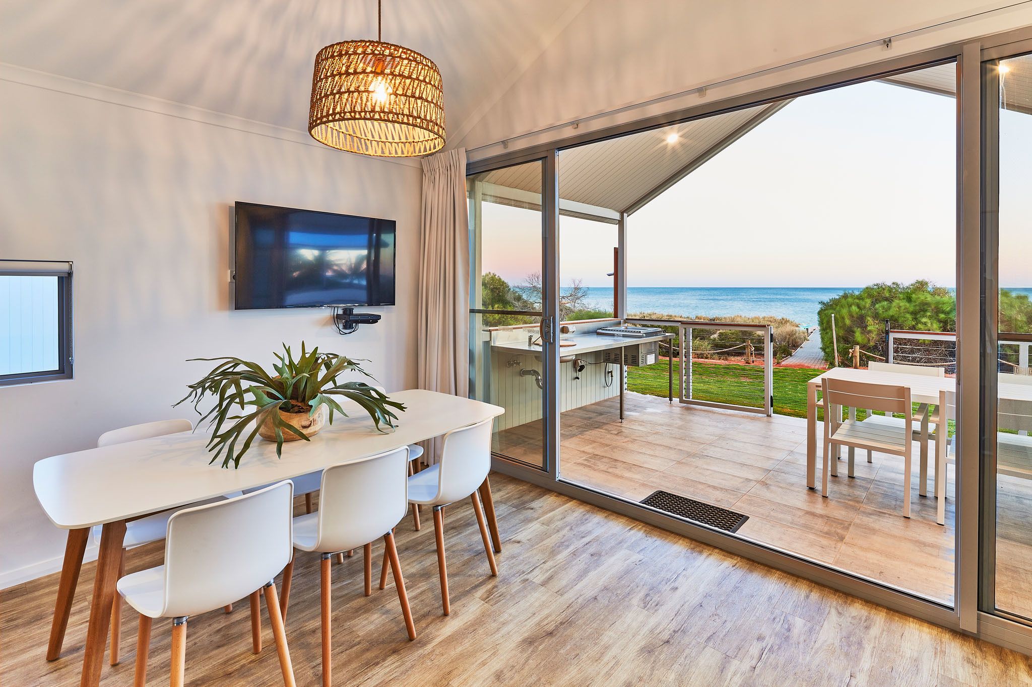 2 Bedroom Beachfront Villa | Living area | 10-cm flat-screen TV with satellite channels, TV