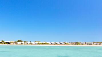 On the beach, beach towels, snorkelling, kayaking