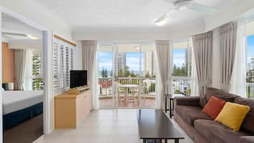 1 Bedroom Ocean View Superior Apartment | Living area | 100-cm flat-screen TV with digital channels, TV