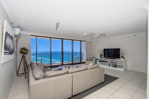 32-inch flat-screen TV with cable channels, TV