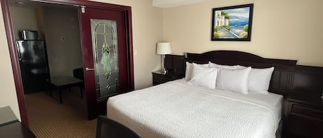 Down duvets, memory-foam beds, desk, soundproofing