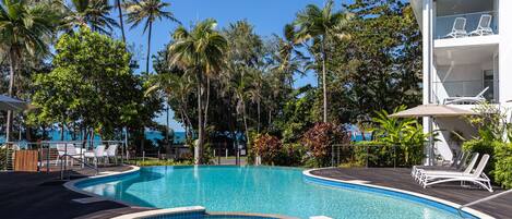 Outdoor pool, sun loungers
