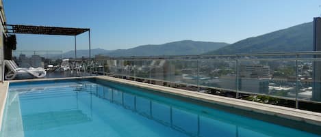 Outdoor pool, sun loungers