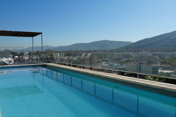 Outdoor pool, pool loungers