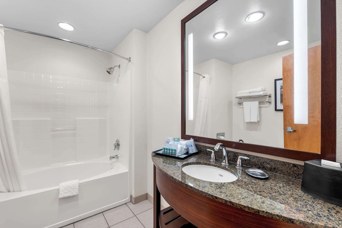 free toiletries, hair dryer, towels, soap