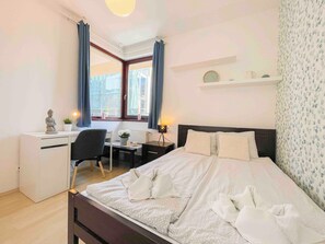 公寓, 1 间卧室 | 遮光窗帘、隔音、熨斗/熨衣板、免费 WiFi