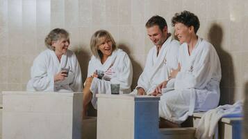 Sauna, steam room, hot springs, body treatments, aromatherapy