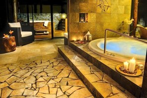 Sauna, hot tub, body treatments, aromatherapy, hot stone massages