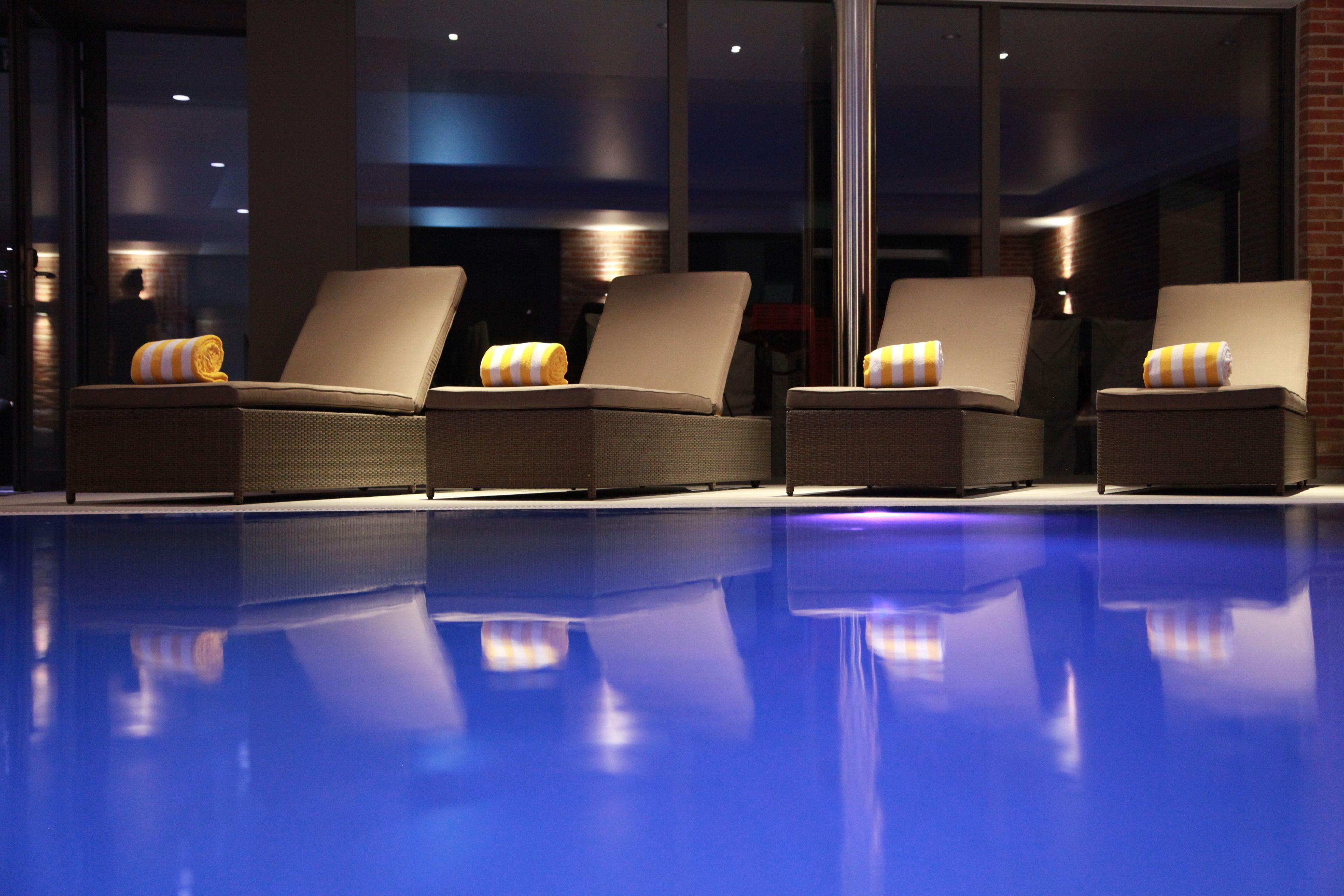indoor pool, open 7:30 am to 10:00 pm, pool loungers