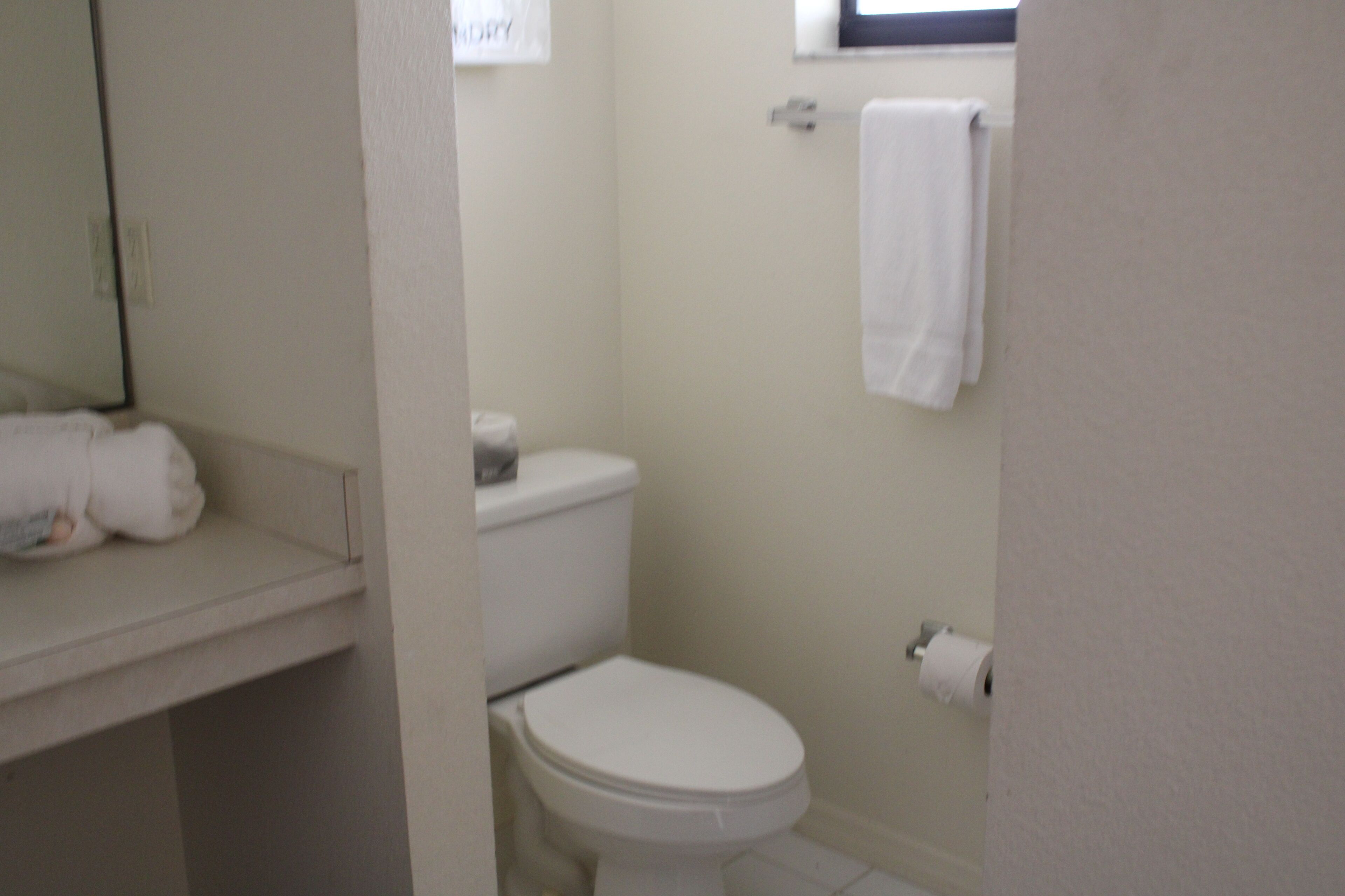 A bathroom with a toilet, a sink, and a towel hanging on the wall.