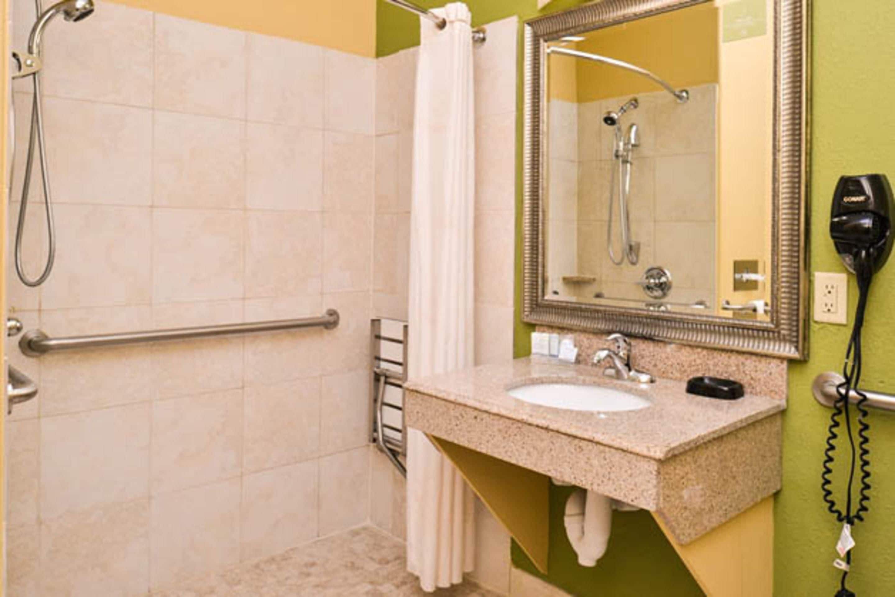 free toiletries, hair dryer, towels