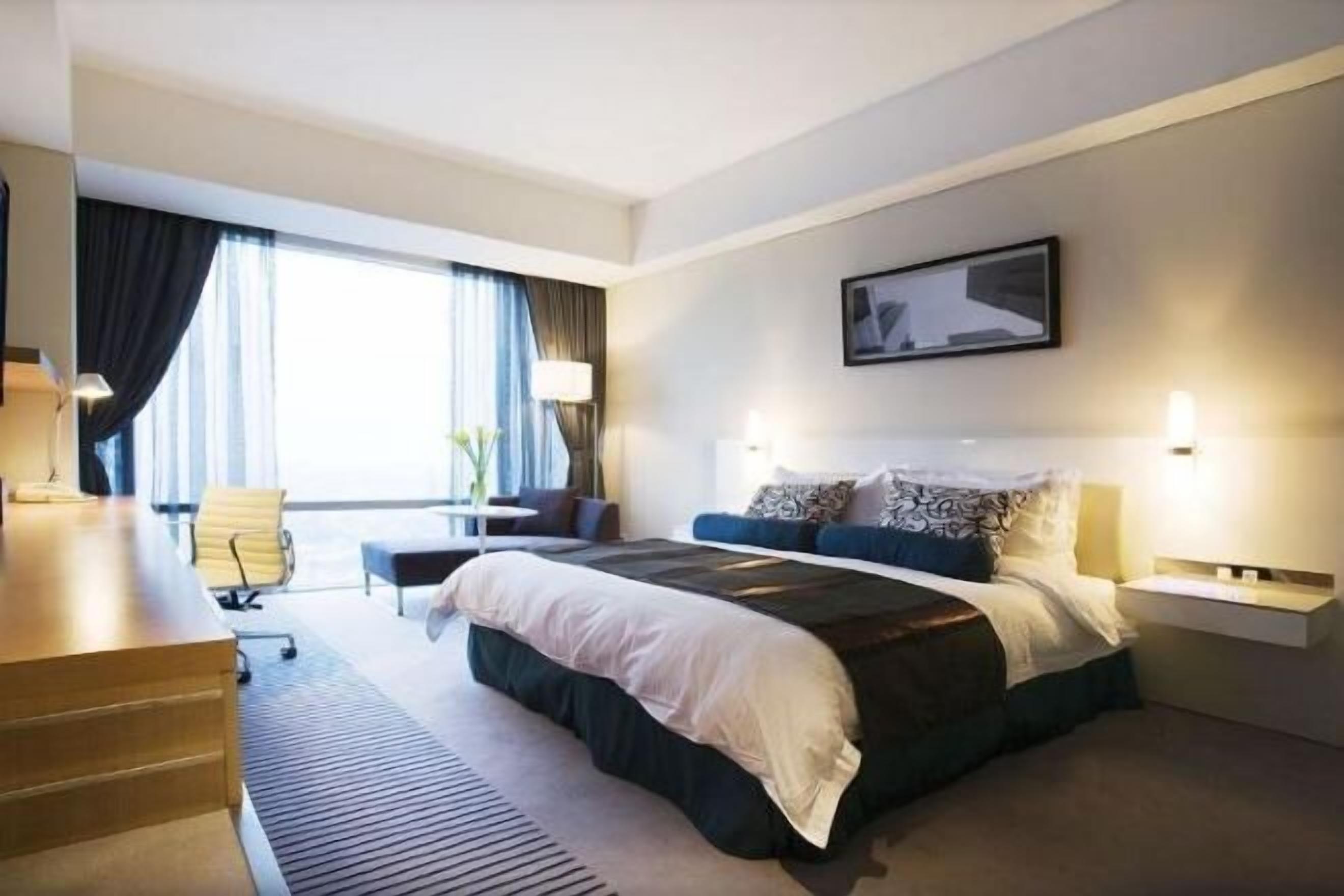 Free minibar items, in-room safe, desk, blackout drapes