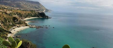 鄰近海灘、躺椅、遮陽傘、潛水