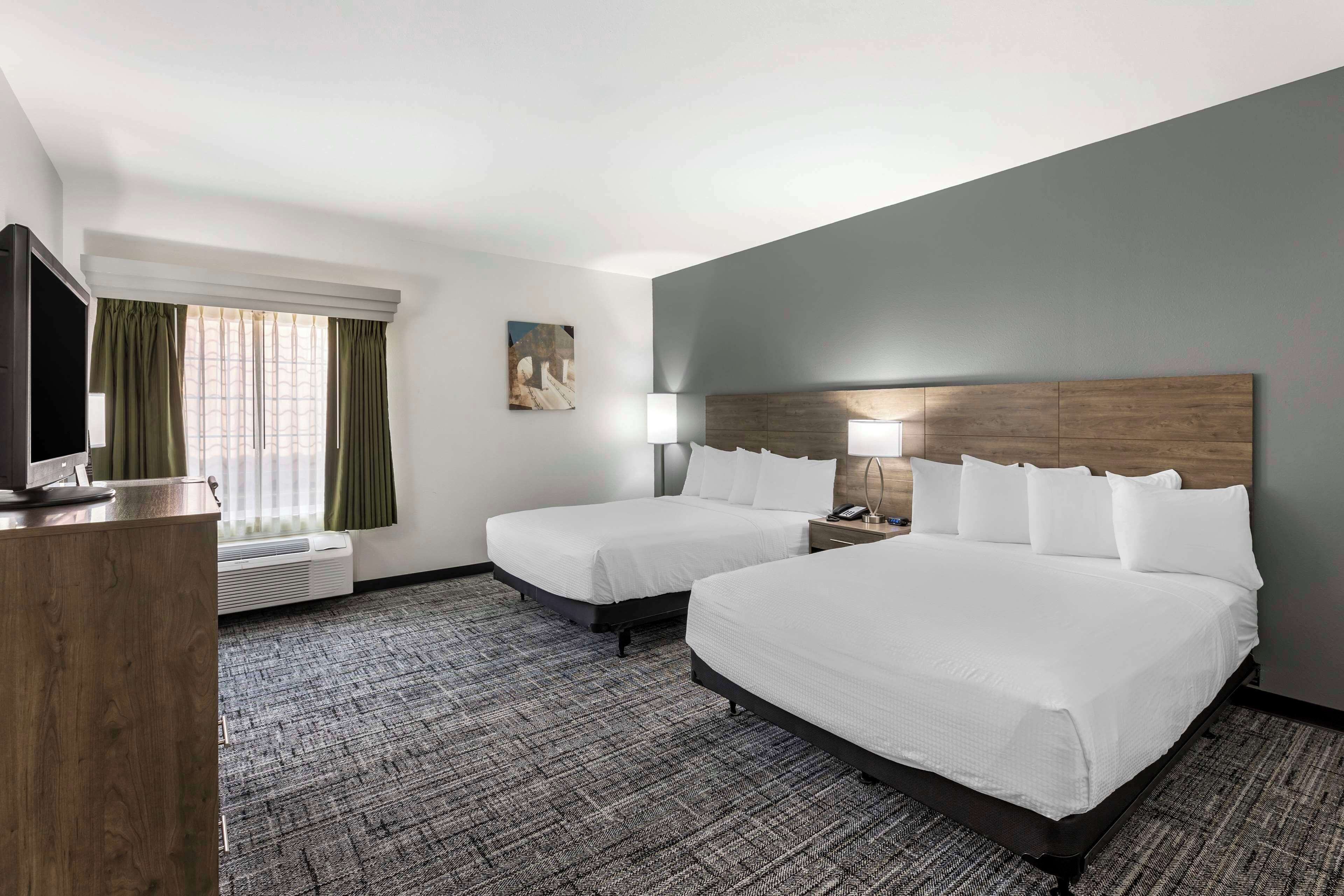 standard room, 2 queen beds, accessible, refrigerator & microwave | pillow-top beds, desk, laptop workspace, blackout curtains