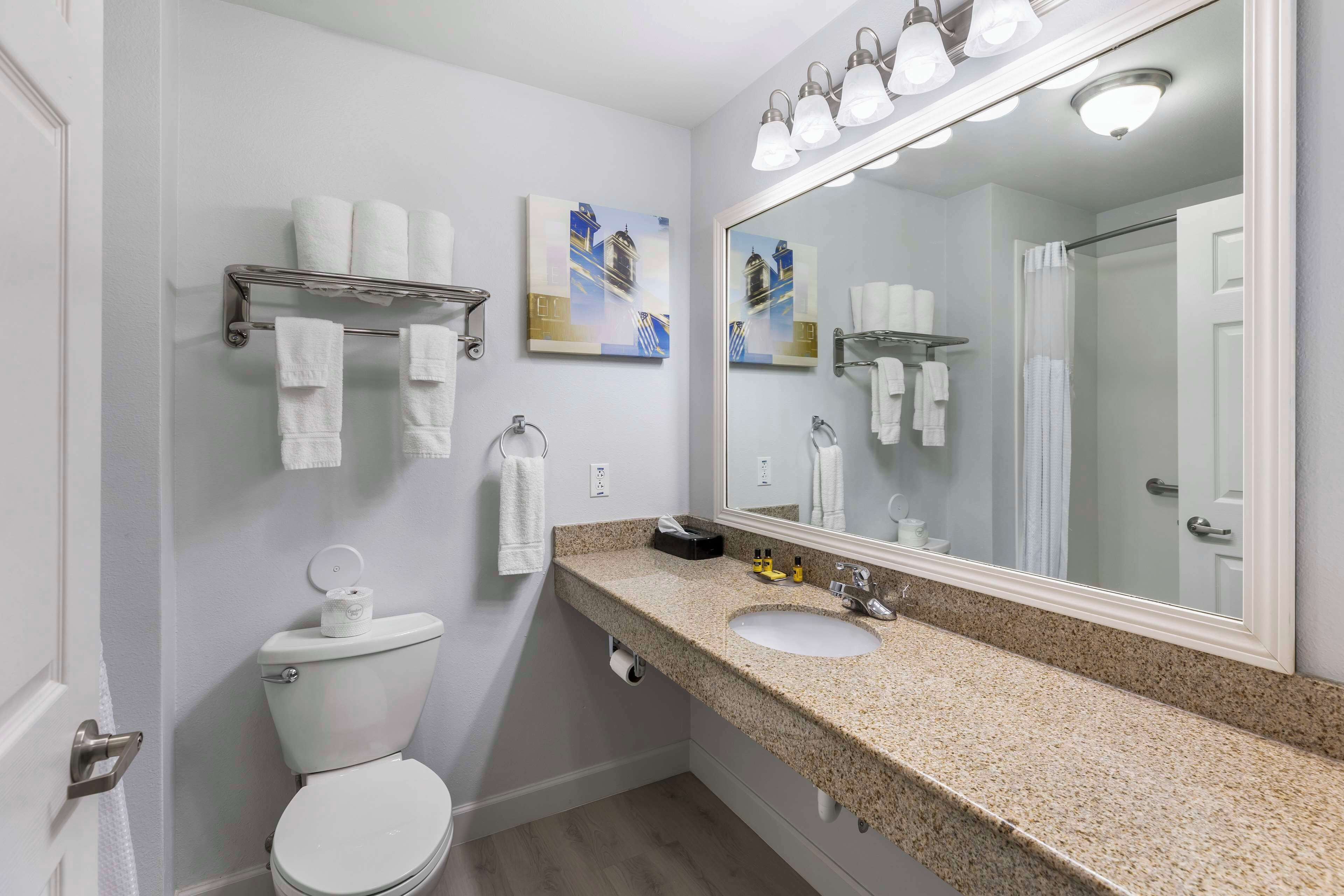 free toiletries, hair dryer, towels, soap