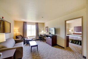 Queen Handicap Accessible Extended-Stay Suite with Pull-out Sofa | Desk, laptop workspace, blackout drapes, iron/ironing board - Cobblestone Inn & Suites - Durand (Durand)