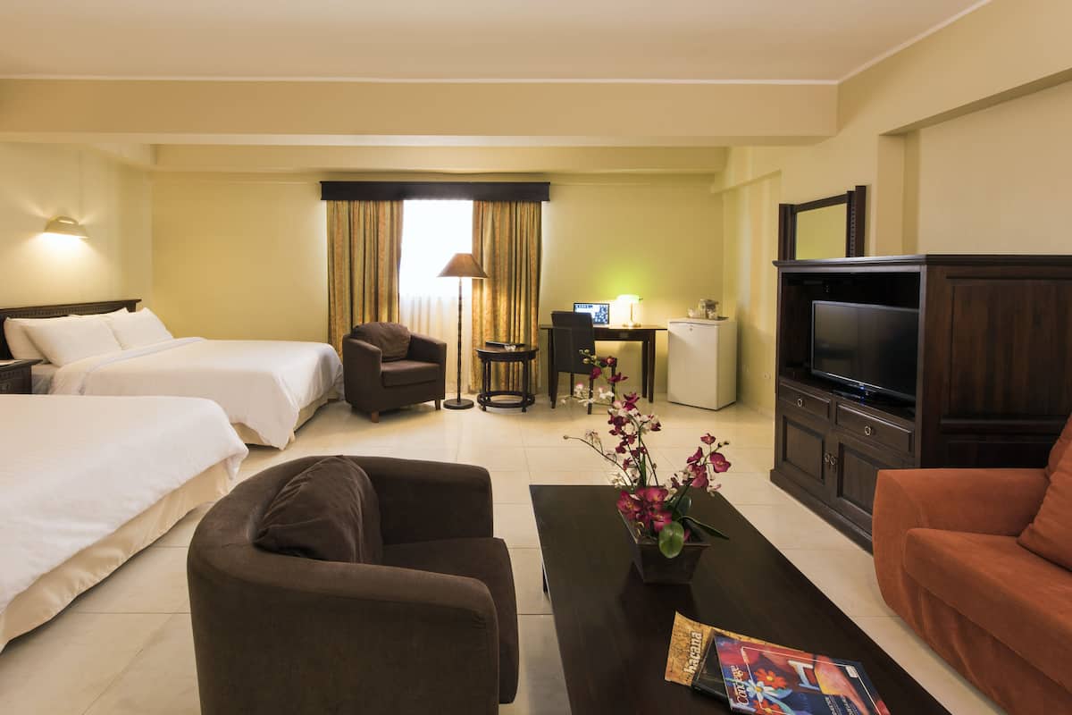 Premium bedding, down comforters, pillowtop beds, minibar