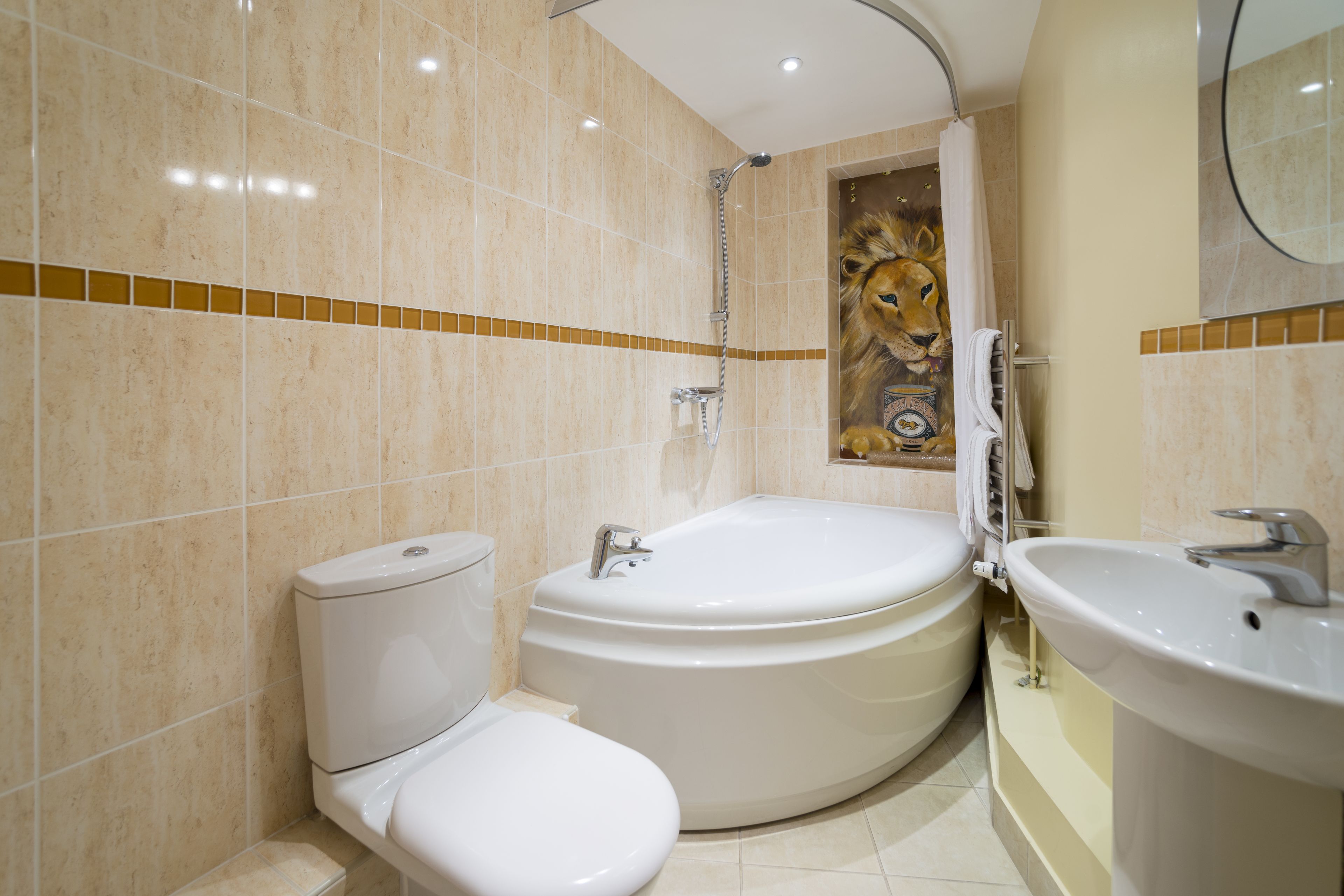 themed twin room | bathroom | free toiletries, hair dryer, towels, soap