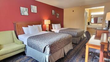 Deluxe Room, 2 Queen Beds, Non Smoking | Desk, laptop workspace, iron/ironing board, free WiFi