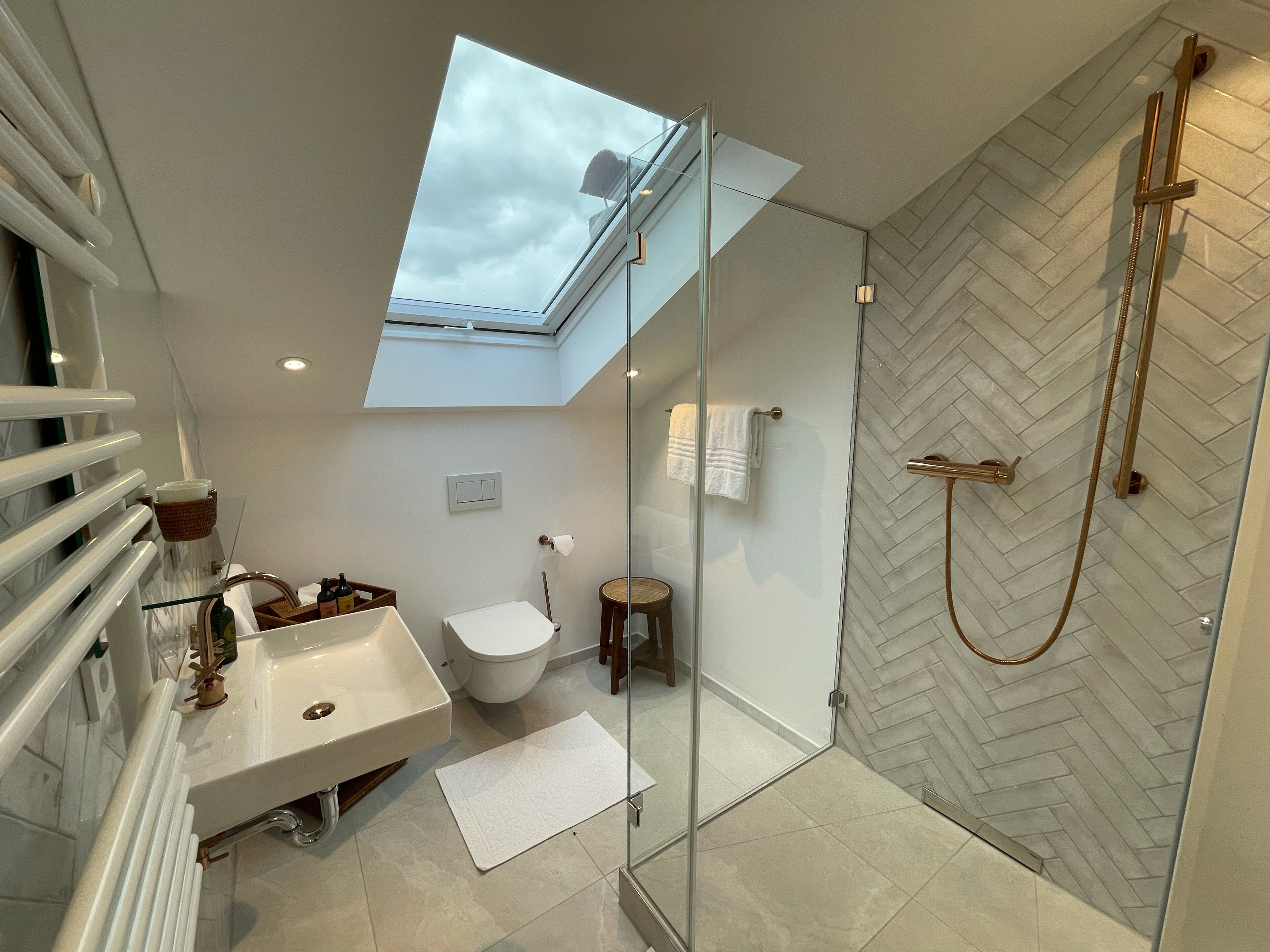 premium double room | bathroom | designer toiletries, hair dryer, towels