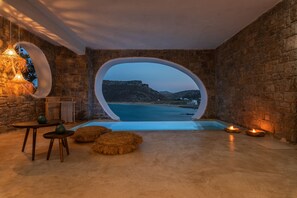 Deluxe Suite with Private Heated Pool & Bay View | View from room - Panormos Village Hotel (Mykonos)