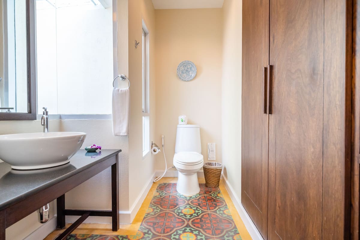 shower, free toiletries, hair dryer, slippers