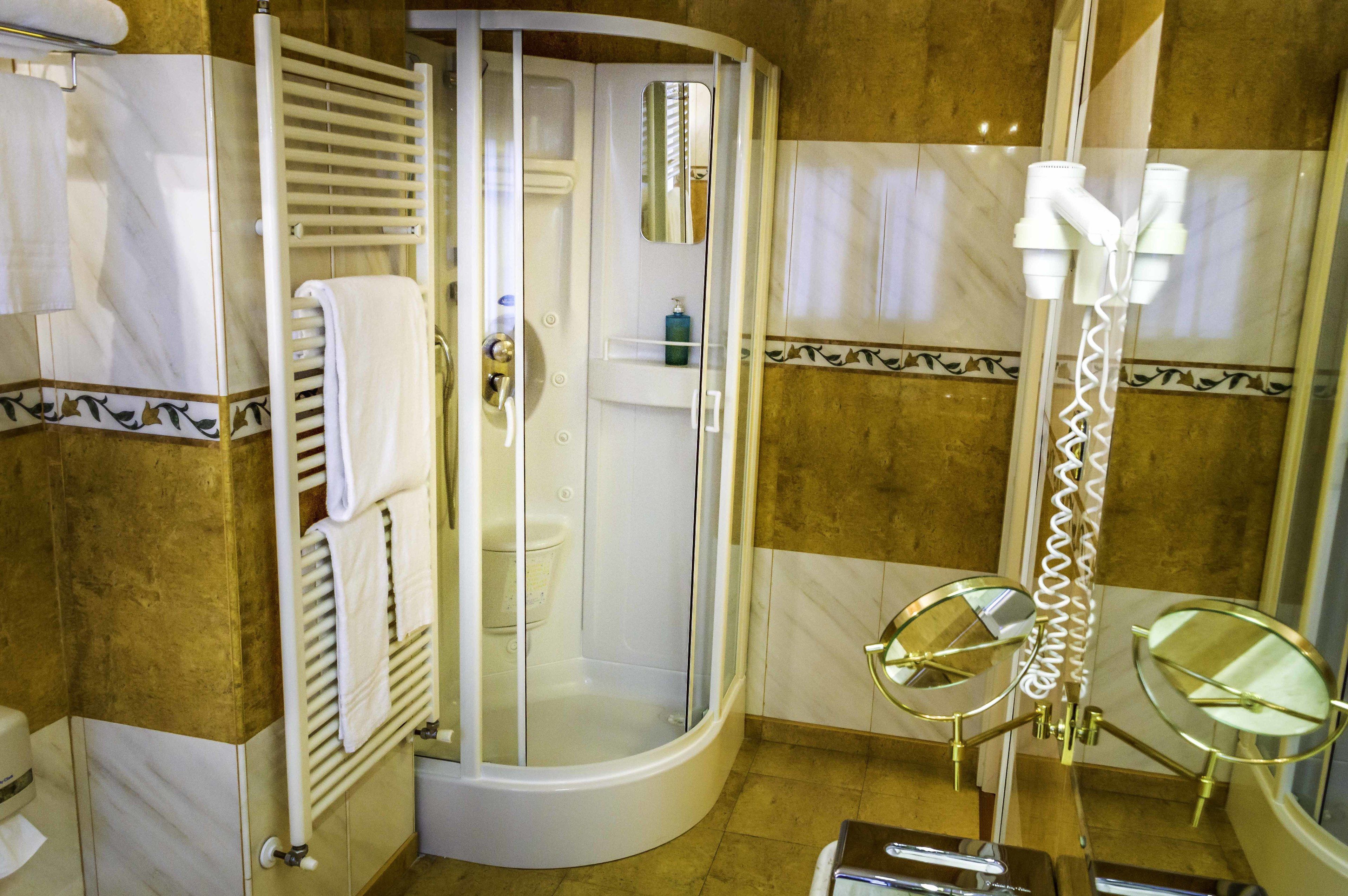 shower, free toiletries, hair dryer, bidet