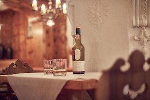 Dinner served, garden views
