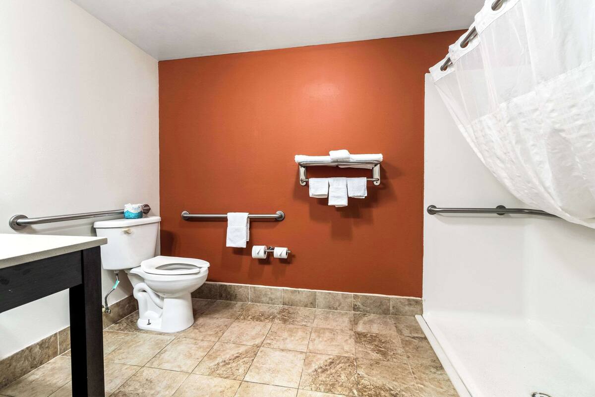 suite, 1 king bed with sofa bed, accessible, non smoking | desk, laptop workspace, blackout curtains, iron/ironing board