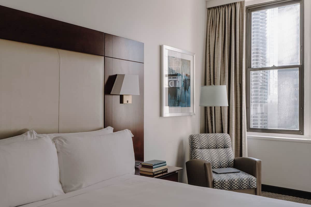 Premium bedding, desk, laptop workspace, free WiFi