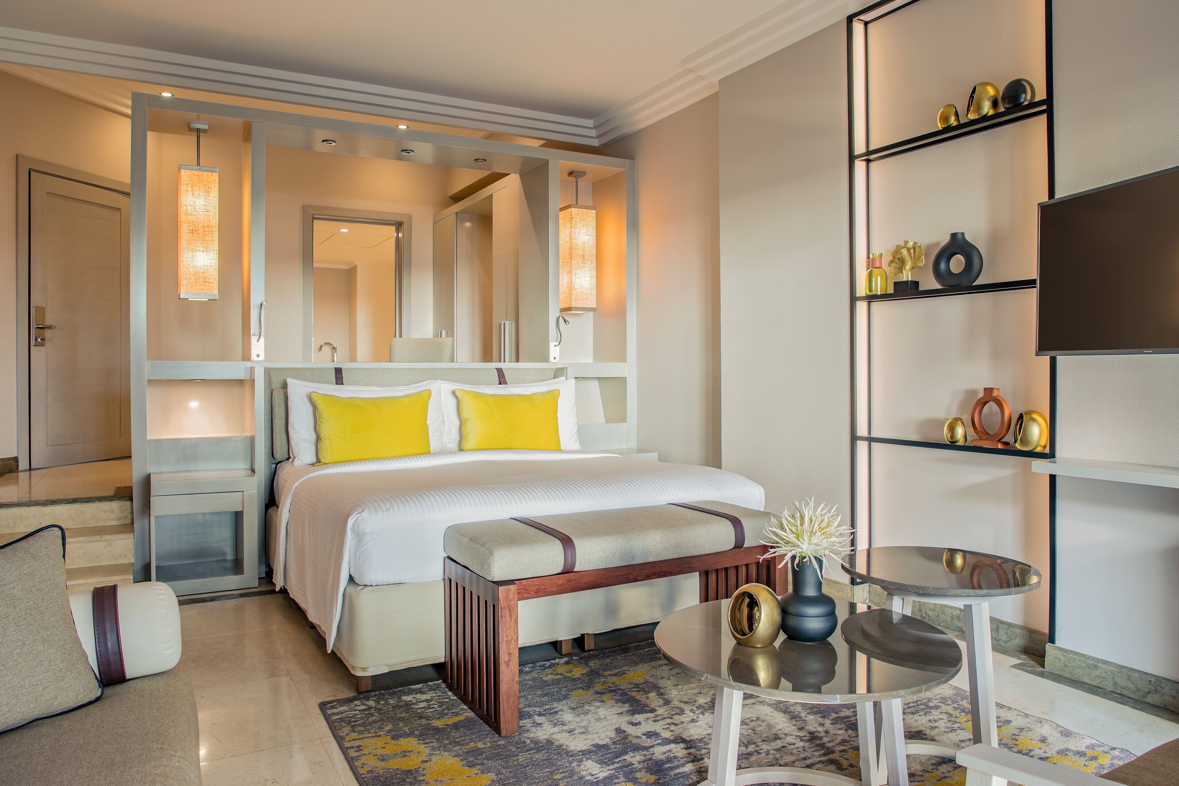 Egyptian cotton sheets, Select Comfort beds, minibar, in-room safe