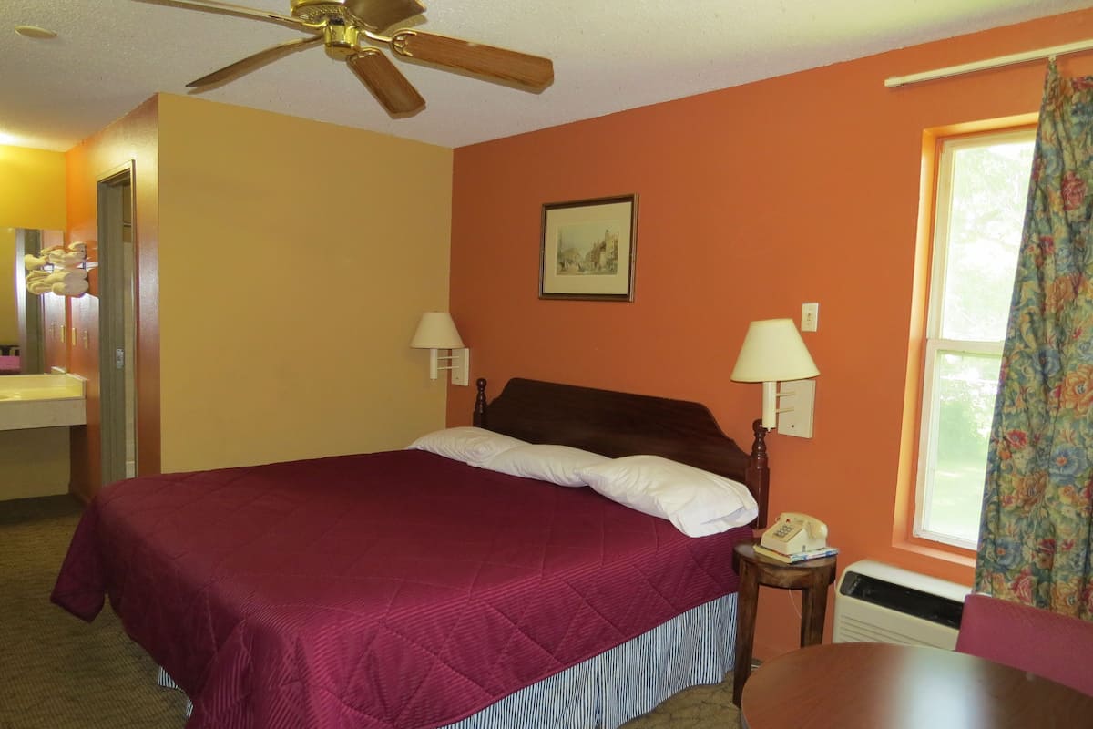 Standard Room, 1 King Bed, Non Smoking | Desk, laptop workspace, blackout drapes, iron/ironing board